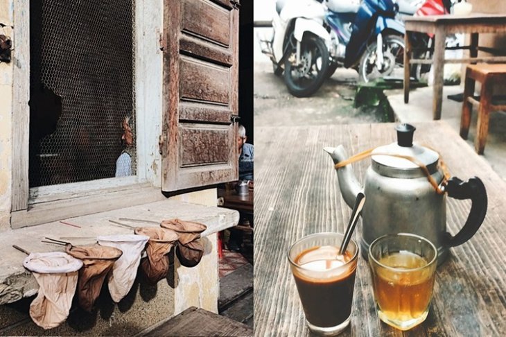 Những chiếc vợt dùng để pha cafe của quán