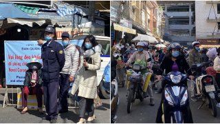 Chợ Đà Lạt: Lập chốt nhắc nhở người dân đeo khẩu trang khi đi mua sắm