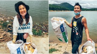 Vợ chồng trẻ dọn rác tại hồ Tuyền Lâm, hành động đẹp cần được lan tỏa