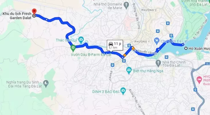 Đường đi trên khu du lịch Fresh Garden Đà Lạt