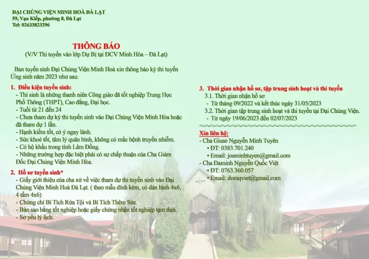 Dai Chung Vien Minh Hoa Da Lat Tuyen Sinh